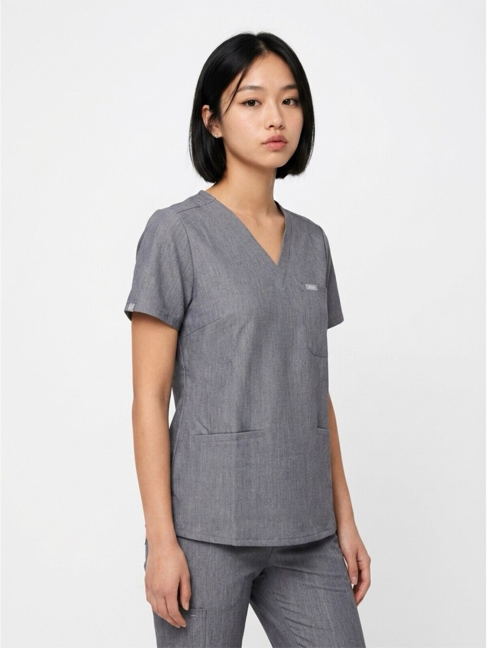 Figs W_CasmaThree Pocket Scrub Top Short Sleeve  Large Graphite Gray NWOT